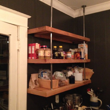 Knotty Pine Paneling becomes Kitchen Shelves