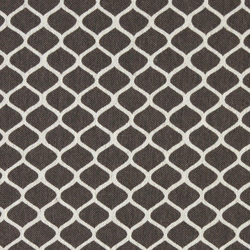 Taupe and Off White Geometric Contemporary Oval Upholstery Fabric By The Yard