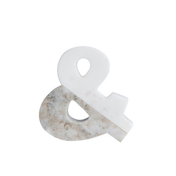 Decorative 2-Tone Marble "&" Figurine, White and Beige