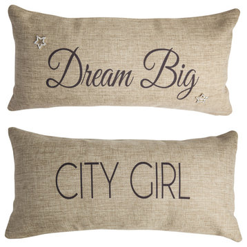 Dream Big Double Sided Pillow for Her With Silver Star Pins Teen Women Girls