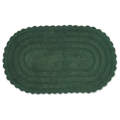 Dark Green Large Oval Crochet Bath Mat