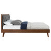 Linon Mid Century Platform Wood Queen Upholstered Bed in Brown