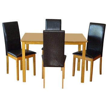 Fallabella 5-Piece Dining Set, Rectangular Table, Maple