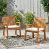 GDF Studio Tampa Teak Finish Acacia Wood Outdoors Dining Chairs, Set of 2