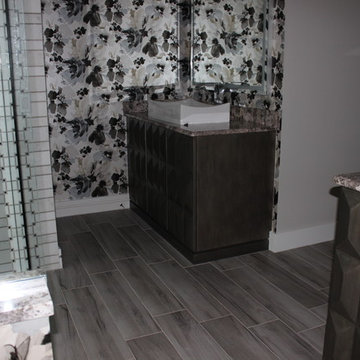 Custom Geometric Vanity & Matching Window Seat