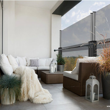 Penthouse roof terrace glass balcony