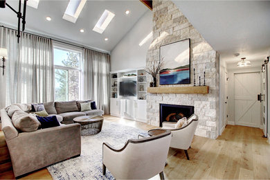 Transitional living room photo in Denver