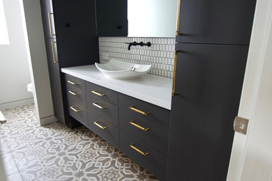 Powder room - coastal powder room idea in San Diego