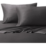 Royal Tradition - Bamboo Cotton Blend Silky Hybrid Sheet Set, Charcoal, California King - Experience one of the most luxurious night's sleep with this bamboo-cotton blended sheet set. This excellent 300 thread count sheets are made of 60-Percent bamboo and 40-percent cotton. The combination of bamboo and cotton in the making of the sheets allows for a durable, breathable, and divinely soft feel to the touch sheets. The sateen weave gives these bamboo-cotton blend sheets a silky shine and softness. Possessing ideal temperature regulating properties which makes them the best choice for feel cool in summer and warm in winter. The colors are contemporary, with a new and updated selection of neutral tones. Sizing is generous and our fitted sheets will suit today's thicker mattresses.