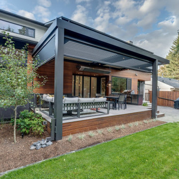 StruXure Adjustable Pergola Over Seating Area with Phantom Motorized Screens