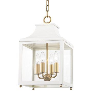Mitzi Leigh 4-LT Small Pendant H259704S-AGB/WH - Aged Brass & White