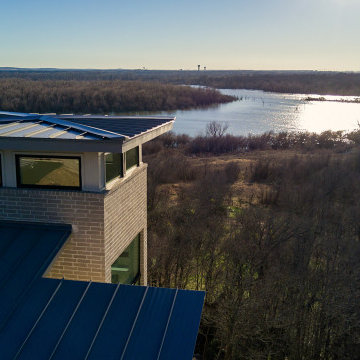 Milgard Black Fiberglass and Aluminum Windows and Doors - TX Lake House