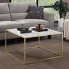 Convenience Concepts Gold Coast Square Faux Marble Coffee Table in Gold Metal