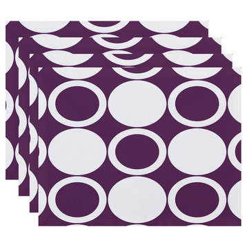 18"x14" ModCircles, Geometric Print Placemats, Set of 4, Purple