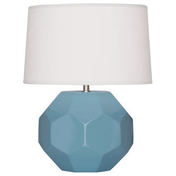 Robert Abbey Franklin 1 Light Accent Lamp, Steel Blue Glazed Ceramic