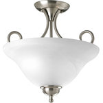 Progress - Progress P3460-09 Two Light Semi Flush Mount with Alabaster Glass - Two-light semi-flush with swirled alabaster glass and scroll arms. Perfect in entry ways, kitchen islands, closets and hallways.  Two-light semi-flush Swirled alabaster glass and scroll arms. Perfect in entry ways, kitchen islands, closets and hallways. Shade Included: TRUE Warranty: 1 Year Warranty* Number of Bulbs: 2*Wattage: 60W* BulbType: Medium Base* Bulb Included: No