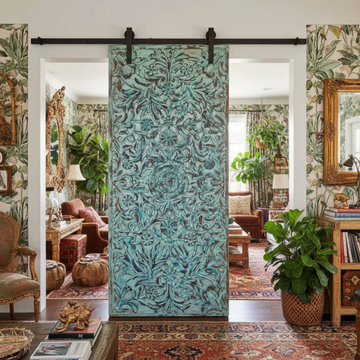 Carved Barn Doors: A Statement Piece for Your Library and Home Studio