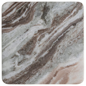8 Inches Square Marble Heat-Resistant Trivet for Kitchen, Multicolored
