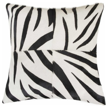 HomeRoots 18" x 18" x 5" Zebra Black On White Quattro Pillow