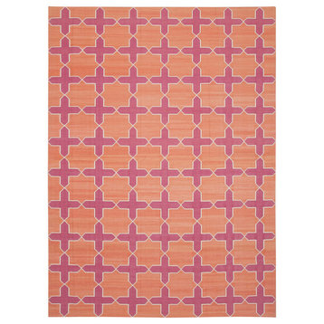 Rug N Carpet - Handmade Wool 10' 4'' x 14' 1'' Geometric Dhurrie Kilim Rug
