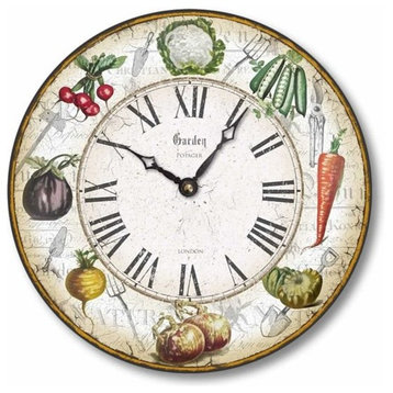 Vintage-Style 12  Inch Vegetable Garden Clock