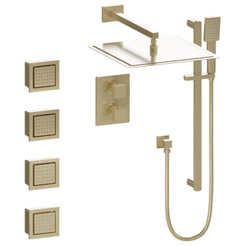 ZLINE Crystal Bay Thermostatic Shower System, Champagne Bronze, CBY-SHS-T3-CB