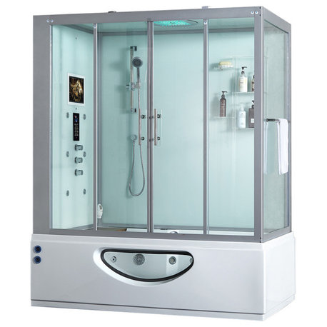 Platinum Catania Steam Shower, Massage Bathtub Whirlpool Hot Tub Sauna, White, W