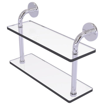 Remi 16" Two Tiered Glass Shelf, Polished Chrome
