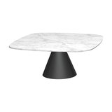 Oscar Small Square Coffee Table, White Marble, Black Base