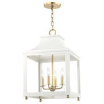 Mitzi by Hudson Valley Lighting - Leigh 4-Light Large Pendant, Aged Brass & White Finish, Clear Glass Panel - We get it. Everyone deserves to enjoy the benefits of good design in their home, and now everyone can. Meet Mitzi. Inspired by the founder of Hudson Valley Lighting's grandmother, a painter and master antique-finder, Mitzi mixes classic with contemporary, sacrificing no quality along the way. Designed with thoughtful simplicity, each fixture embodies form and function in perfect harmony. Less clutter and more creativity, Mitzi is attainable high design.