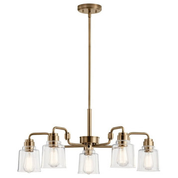 5 Light Medium Chandelier In Vintage Industrial Style-13.5 Inches Tall and 30