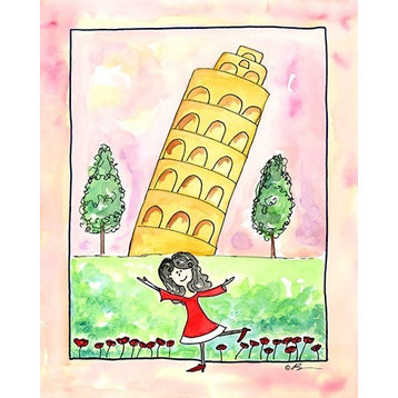Girl in Italy, Ready To Hang Canvas Kid's Wall Decor, 16 X 20