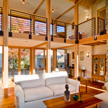 Glass Room on a Log House
