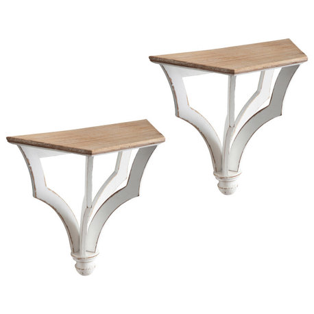 Corbett Rustic Wood Shelf Set, Rustic Brown/White 2 Piece