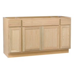Assembled 60x34.5x24 in. Sink Base Kitchen Cabinet in Unfinished Oak - Kitchen Cabinetry