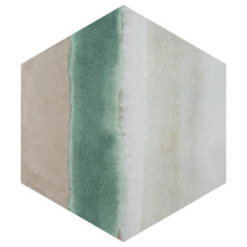 Matter Hex Canvas Taupe Green Porcelain Floor and Wall Tile