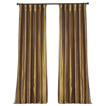 Golden Spice Faux Silk Taffeta Curtain Single Panel, 50W x 96L