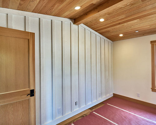 Whitewash Bat On Board Wood Paneling In Bedroom