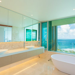 Breezway Louvres in bathroom next to mirror - Windows