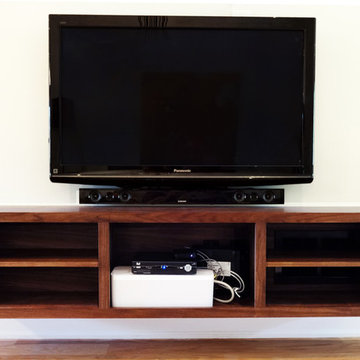 Walnut entrance cabinet and floating t.v. console