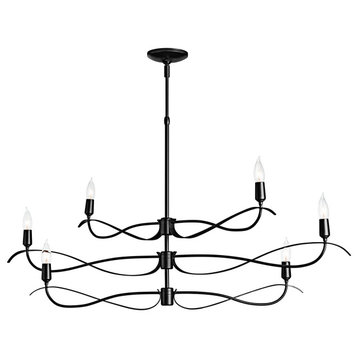 Willow 6-Light Small Chandelier, Black Finish, Standard Overall Height