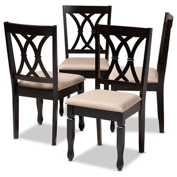 Reneau Sand Espresso Browned Wood Dining Chair Set of 4
