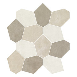 NY2LA HDP&reg; Malibu White, Brentwood Beige, & Triberca Taupe Warm Mix Polygon Mosa - Wall And Floor Tile