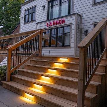 Modern Toronto Backyard | Custom Cabana, Pool, Outdoor Kitchen, Fire Pit & Deck