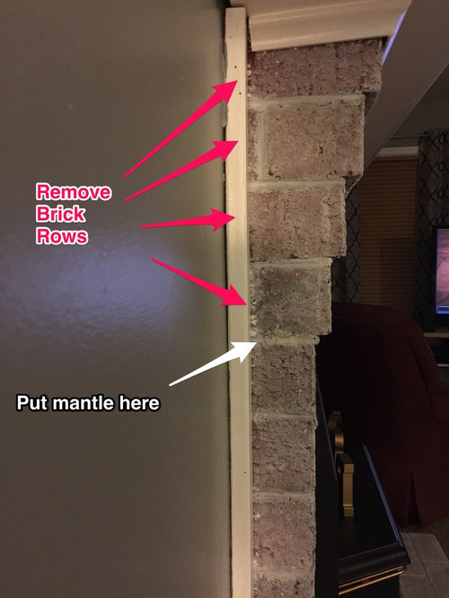 Remove Some Brick Lower Mantle For Tv, Remove Mantel Brick Fireplace