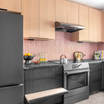 Mid-Century Modern Pink Kitchen in Miami Shores