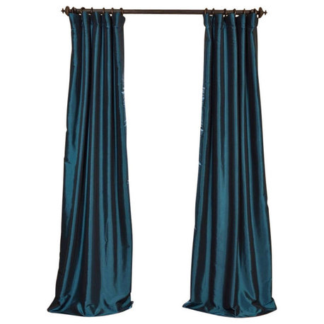 Meditteranean Blackout Faux Silk Taffeta Curtain Single Panel, 50"x108"