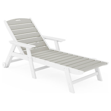 Lay Flat Chaise With Adjustable Back, Destin White and Heron Gray