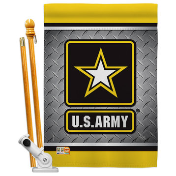 US Army Steel Americana House Flag Set