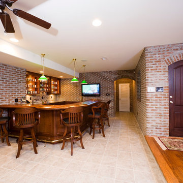 Finished Brick Basement Bar Room/Game Room